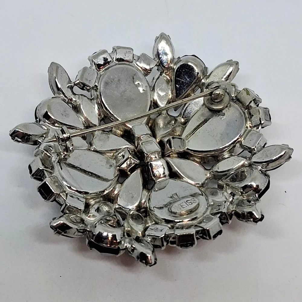 * Vintage Weiss Jet Black Rhinestones Earrings & Pin Brooch Set
